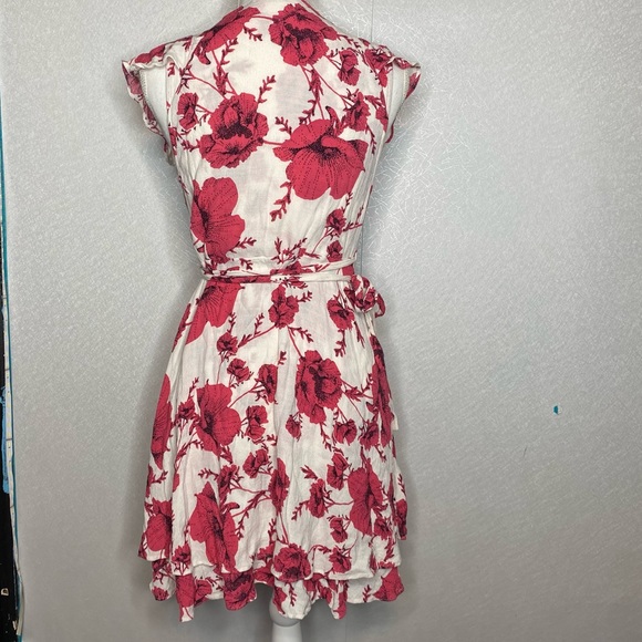 Free People French Quarter Print Cream Combo Wrap Floral Mini Dress Medium - Picture 3 of 11